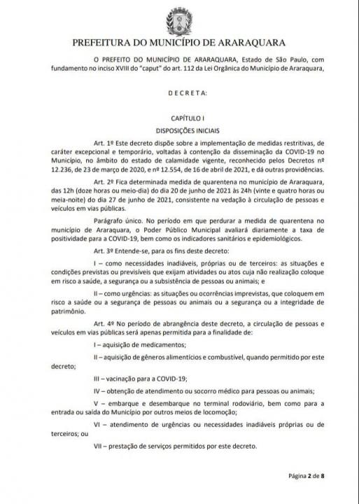 Foto 2 de 8 — Prefeitura divulga decreto de novo lockdown em Araraquara; veja as regras